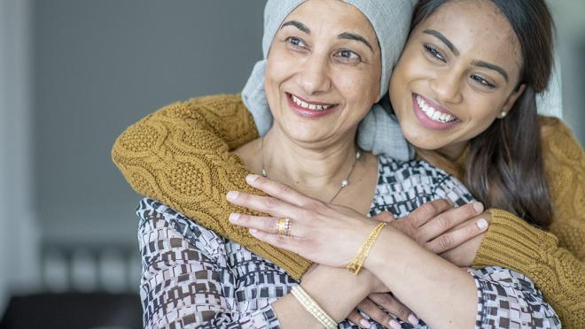 two women embracing